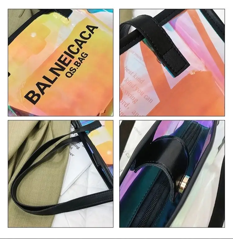 2020 fashion tote bag new design tote bag pvc custom logo holographic bags