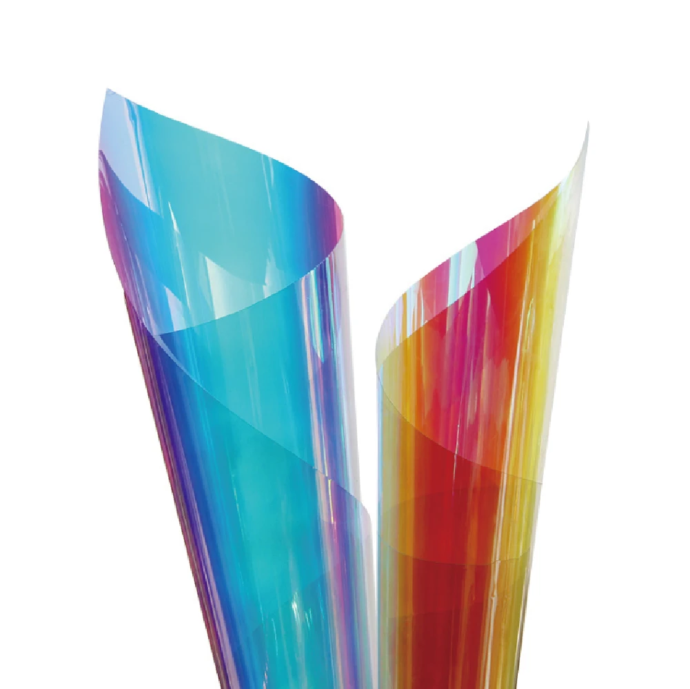 1.38*50m Chameleon Decoration Film Tinted Glass Rainbow Laser Chrome Building Window Film Decorative Dichroic Tint Window Film