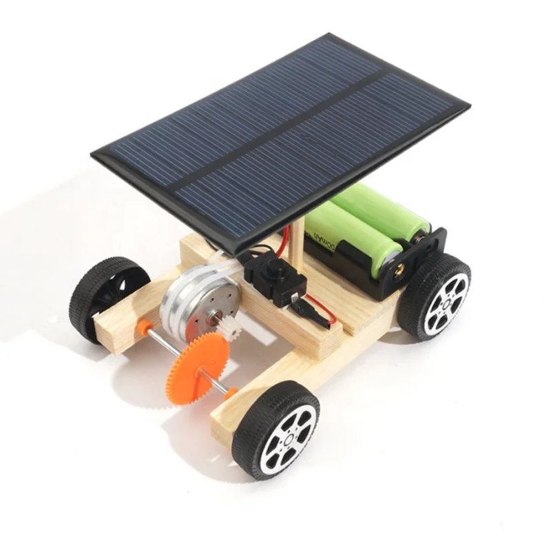 DIY Wooden Solar Powered Car Vehicle Model Robot Toys for Child Student Science Educational Project Funny Gadget Hobby Gift