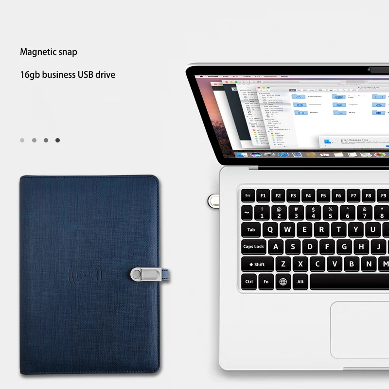 Multi colors binder Factory brand a5 diary notebook with power bank and usb flash drive loose leaf notebook with cable charger