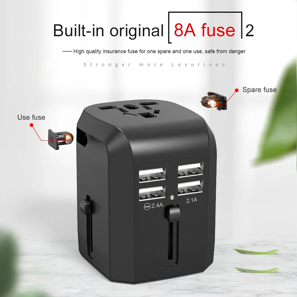 
Wontravel Multi Plug Socket AC Adaptor Travel Adapter 4 USB ports universal travel adapter 