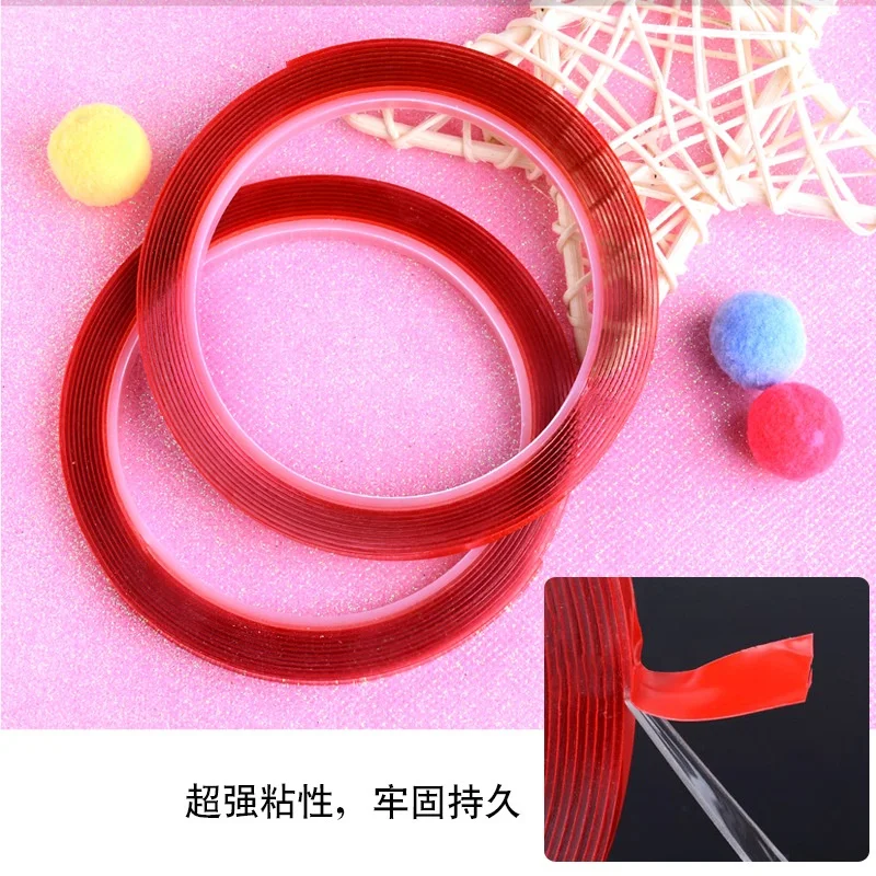 3M Transparent strong adhesive double-sided tape Ultra-thin PET seamless removable double-sided tape width 6/10mm