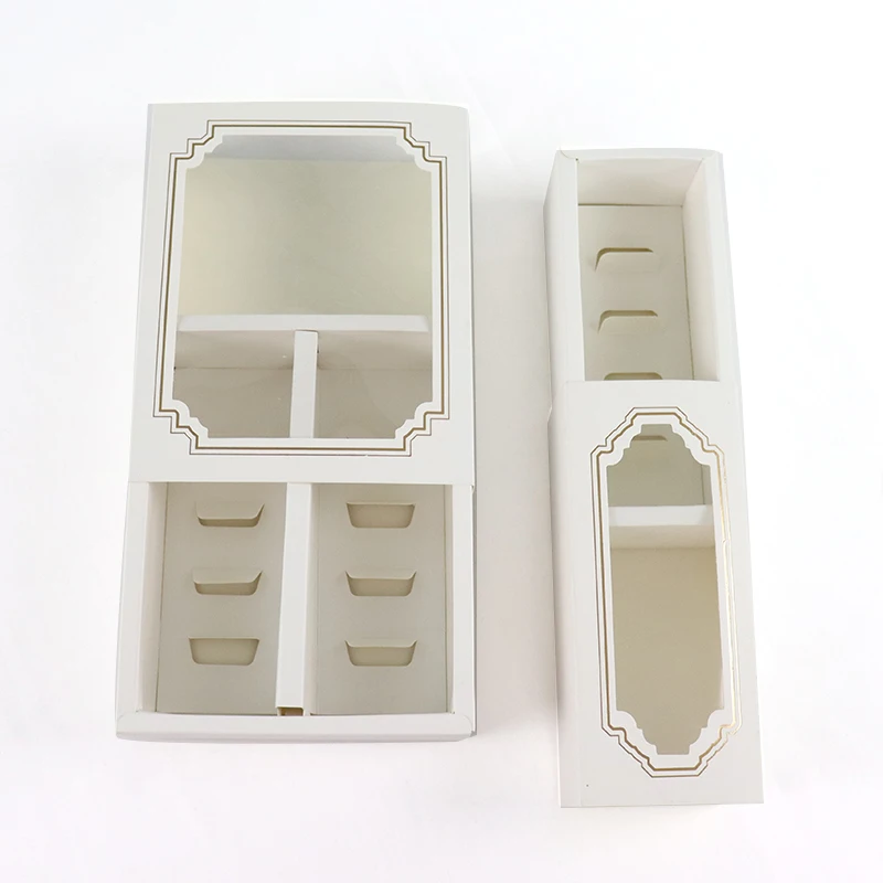 Custom Fold Drawer Macaroon Macaron Box White Luxury Biscuit Macaron Gift Paper Box Packaging
