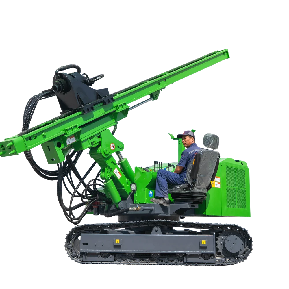 solar pile driver 4m Post Crawler Solar Pile Guardrail Driver Ramming Pounder Machine