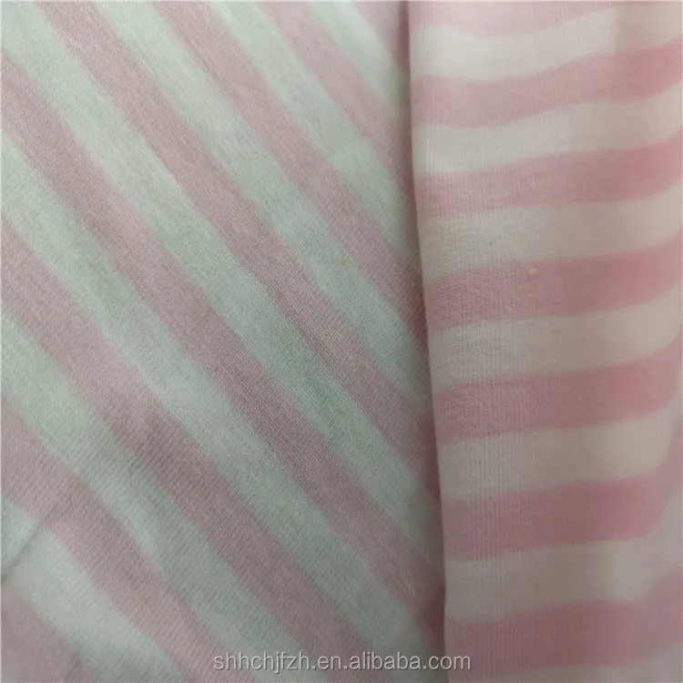 Custom Stripe Cotton Lycra Knitting 95%Cotton 5%Spandex Striped Knitted Y/D Stripe Cotton Elastane Fabric for Baby cloth