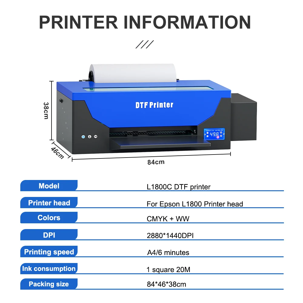 Epson L1800 печатающая головка рулон DTF пленка футболка печатная машина Термотрансферная Сублимация A3 цифровой струйный принтер
