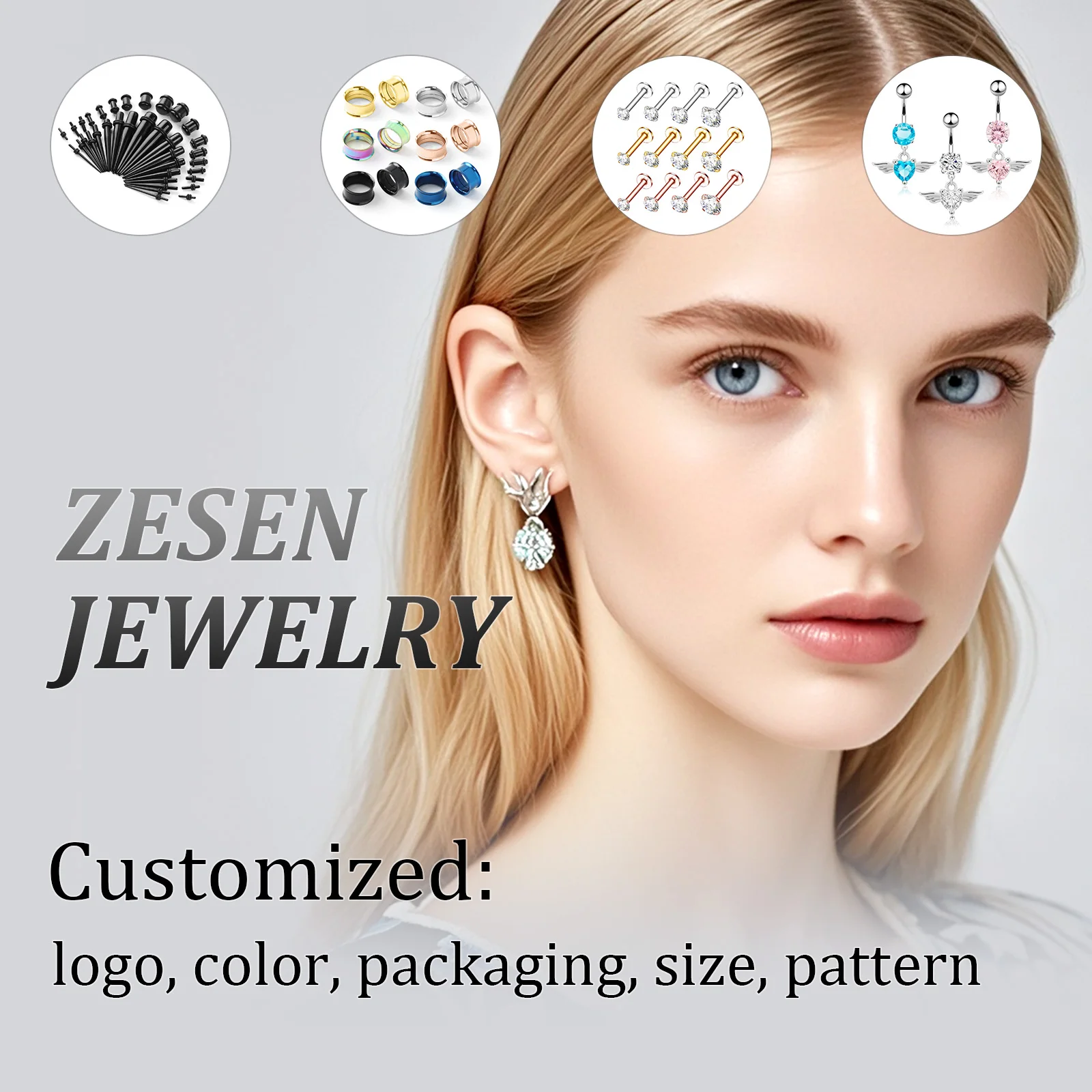 ZESEN Unisex Punk Style Acrylic Ear Studs Solid Black White Body Jewelry Wedding Suitable Ear Piercing Tunnels