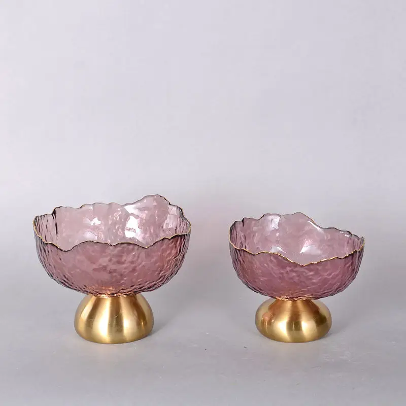 Metal Glass Serving Snack Fruit Bowls Luxury Decorative Decor Modern Glass Snack Bowl