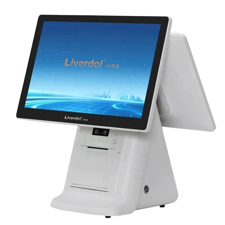 New Launch 15.6inch Dual Screen Fast Food Billing Machine POS System with Thermal Printer and Barcode Scanner