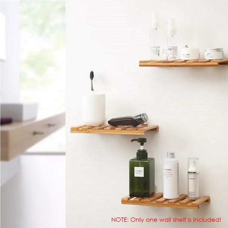 Refined-bam Bamboo Floating Shelves Mounted Shelves for Bedroom, Living Room, Bathroom, Kitchen (3pack)