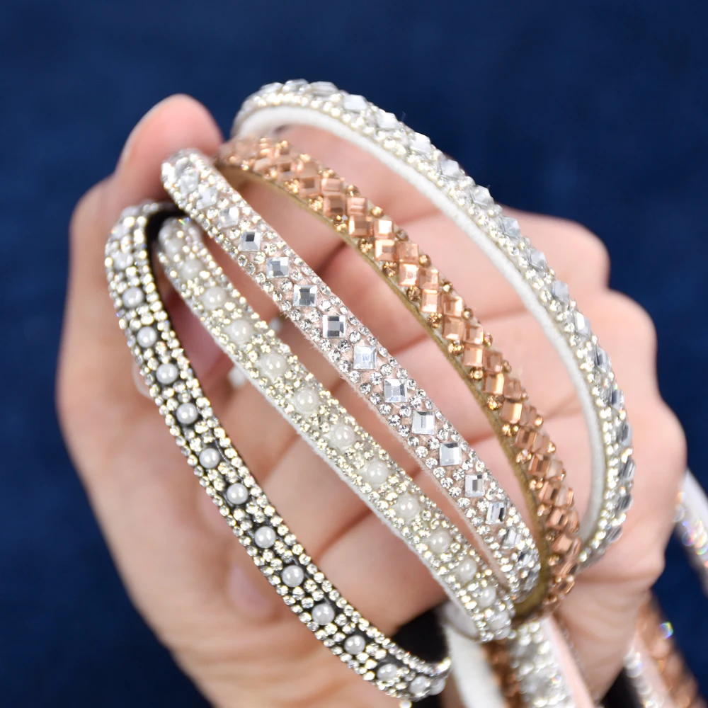 bling glass decoration rhinestone band hand make semi finished shoe uppers material  diamond decorative for sandals/slipper