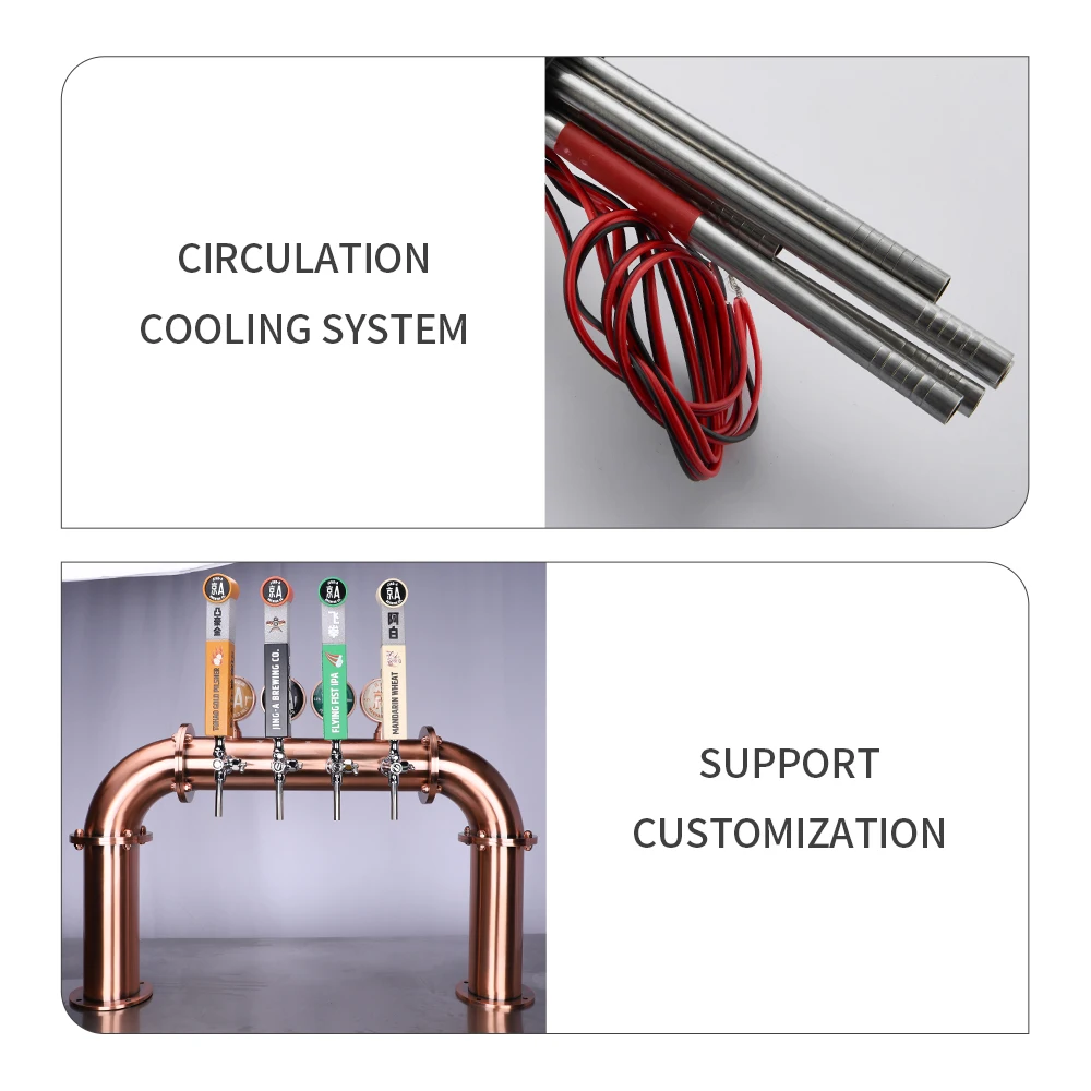 Beer Kegerator Dispenser U Type 4 Tap Beer Tower Column Draft Keg Beer Font