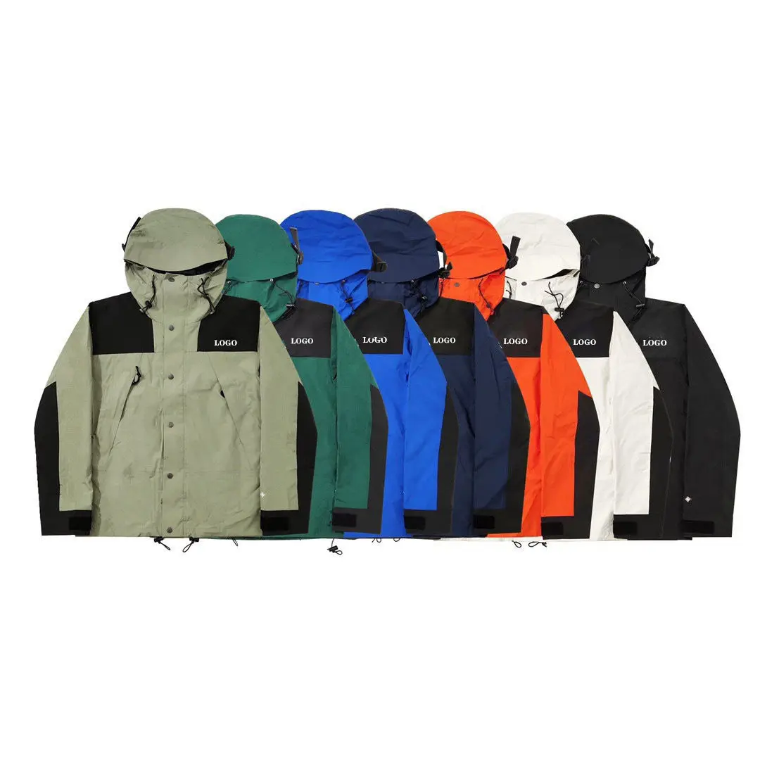Solid Color contrast color Jacket With Hooded Long Sleeve windbreaker Jacket  Coat For Men