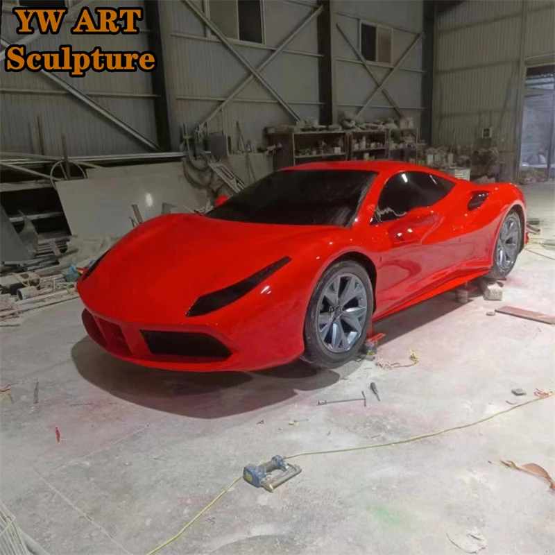 Life Size Polished Red Factory Customized Stainless Steel Die Cast Metal Model Cars Sculpture
