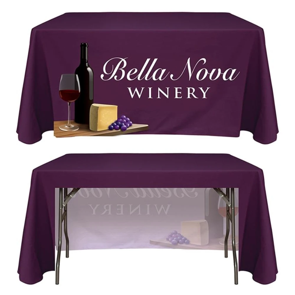 Custom Promotional Conference Advertising Printed Throw Fitted Stretch Spandex Table Cloth with Different Styles