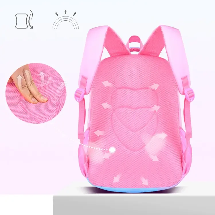 2023 Factory Wholesale Direct Sales Cute Kids School Book Bag  Pink Children Girls School Bags With Custom Logo