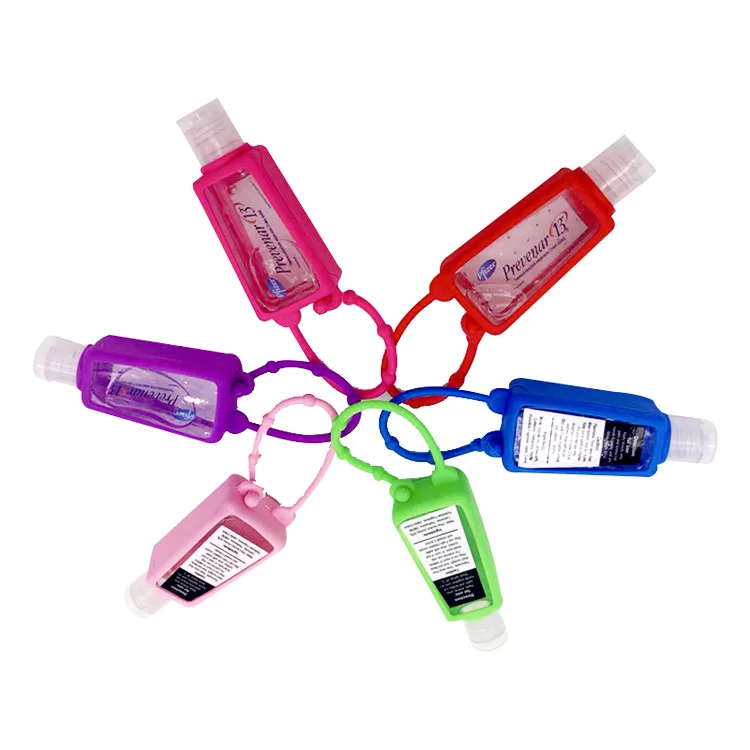 Promotional gift mini silicone rubber  Hand sanitizer sleeve with silicone holder/Customizable silicone hand sanitizer holders