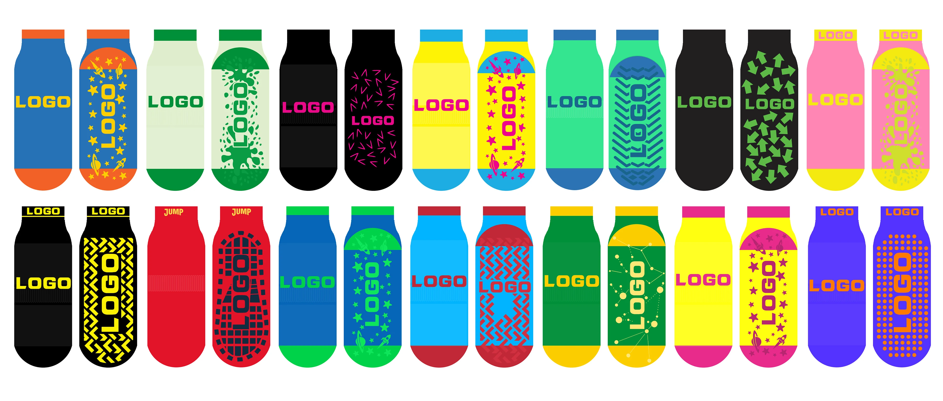 Custom Trampoline Grip Socks Adults Non Slip Trampoline Jump Grip Socks With Design Your Own Logo
