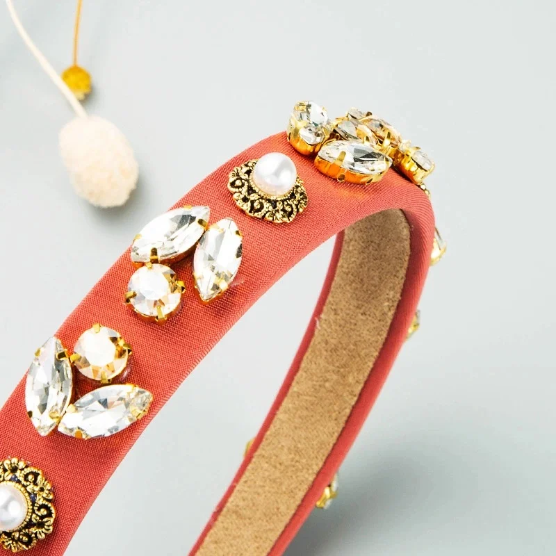 
hairband red headbands for women pearl rhinestone thin head bands hair accessories bride 