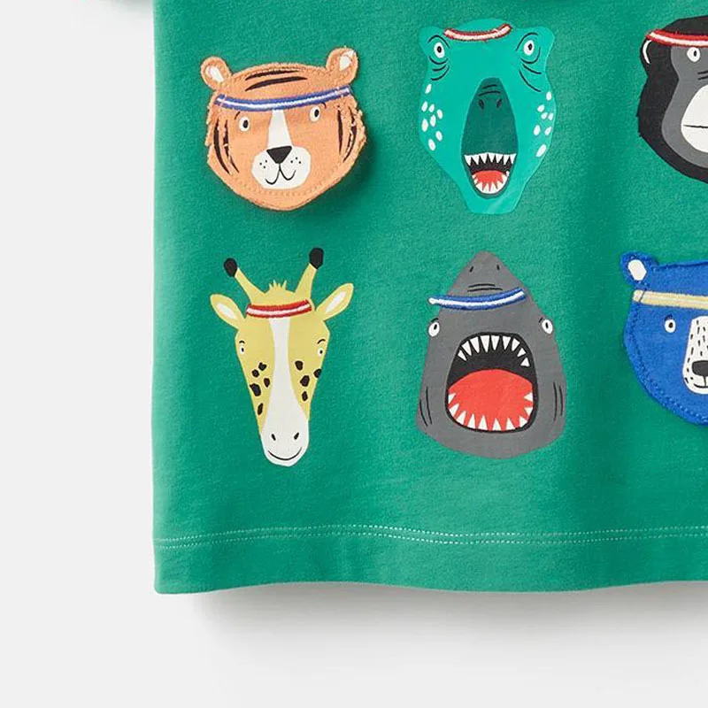 Little maven 2020 summer toddler boy clothes boy tops animals  green Cotton funny boy t shirts t shirt cotton
