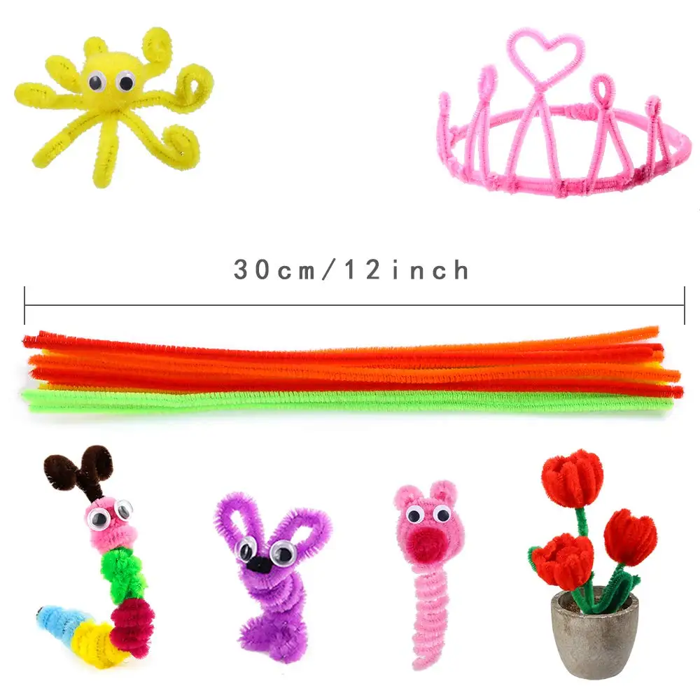 Assorted 24 Colors 100pcs Chenille Stems Pipe Cleaners Fuzzy Sticks 6 mm x 30cm for DIY Art Crafts Decorations  Supplies