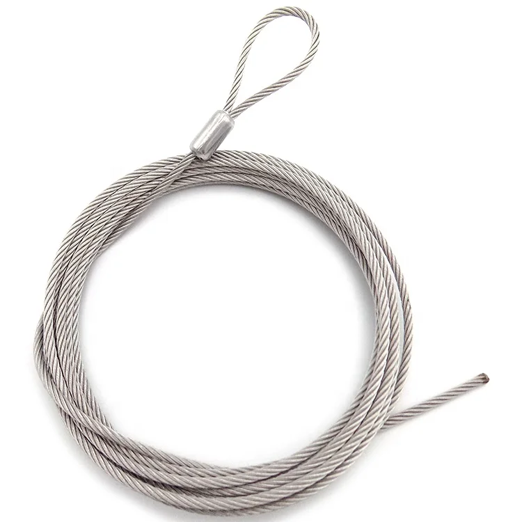 1mm 1.2mm 1.5mm 2mm 2.5mm 304 steel wire rope 10ft stainless steel cable with loops end