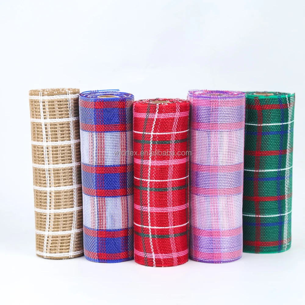 Dacron Christmas White Decor Mesh Webbing for Decorative Christmas Tree Wired Ribbon Metallic Poly Mesh Ribbon