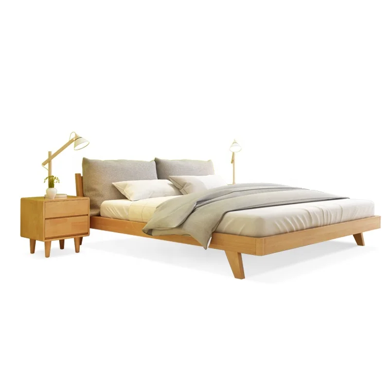 Modern Solid Wood Queen/King Size Bed Factory directly supply creative class fabric bed Reasonable Price Best Selling