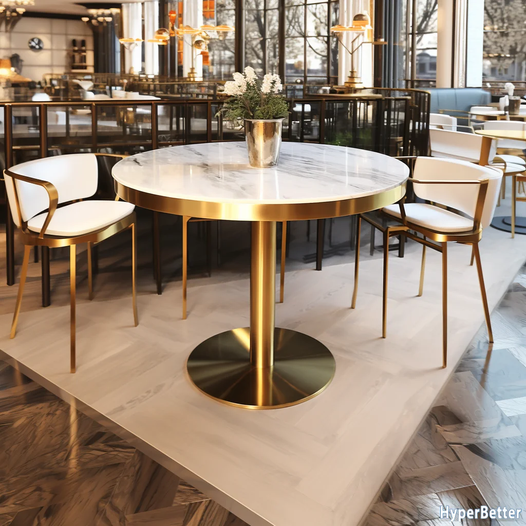 Since 2005 custom natural round marble coffee table top golden frame golden stainless steel metal legs