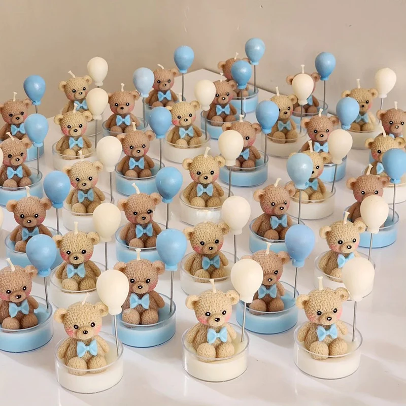 Nature Soy Wax Bear Shape Glass Scented Candle Kerze Festival Candle Fashion Style Home Decoration