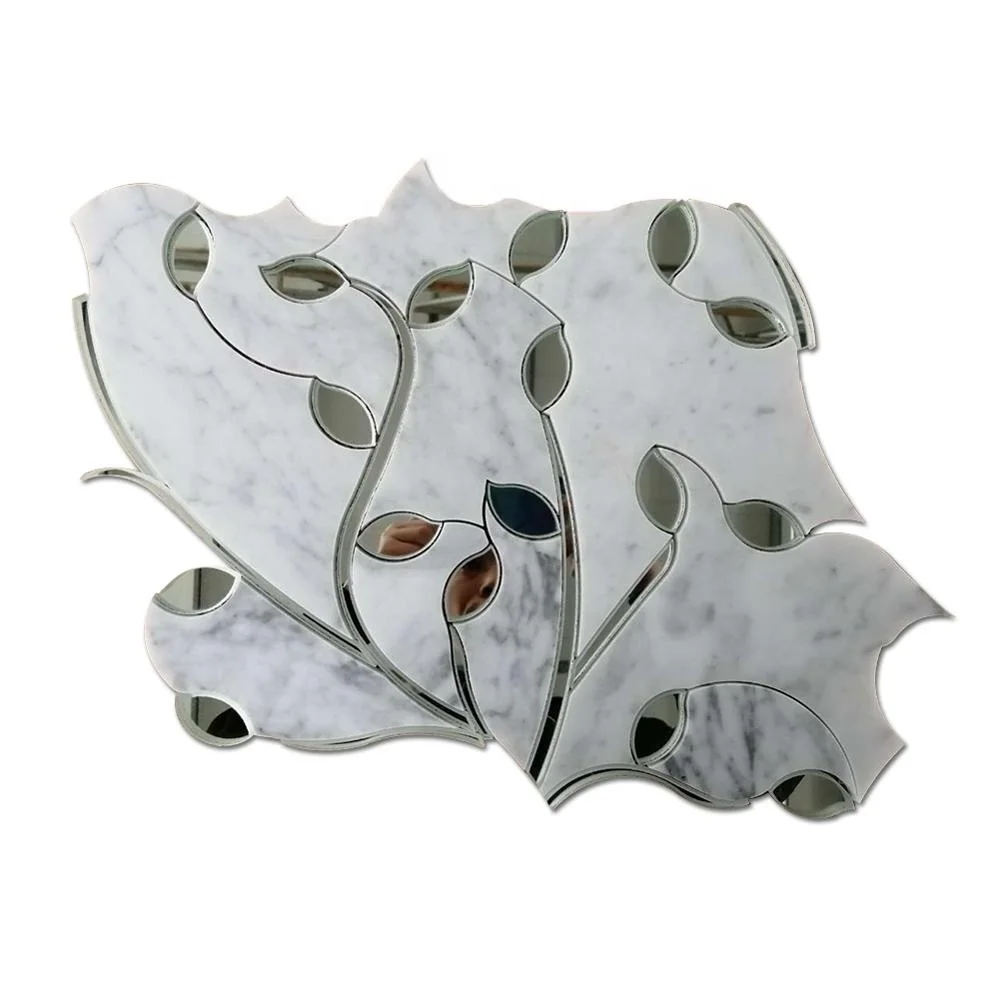 Samistone Bianco Каррара Смешанная Серебряная стеклянная Водоструйная мозаичная