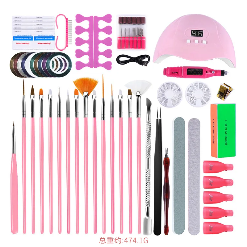 Customize Professional beauty salon equipment Fast dryer Brush tool nail set kit with uv lamp and drill