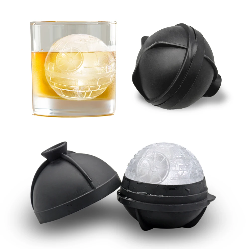Easy to Release Death Star Silicone Ice Cube Mold Food Grade Round Sphere Silicone Ice Ball Maker Molds with Funnel