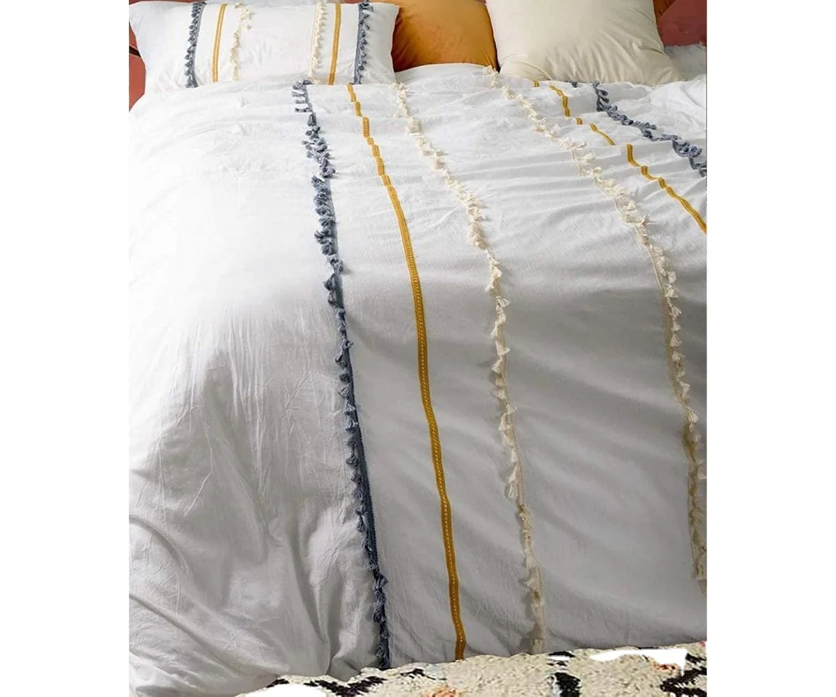 Пододеяльник ручной работы с кисточками богемное постельное белье хлопковое эксклюзивное пододеяльник новый