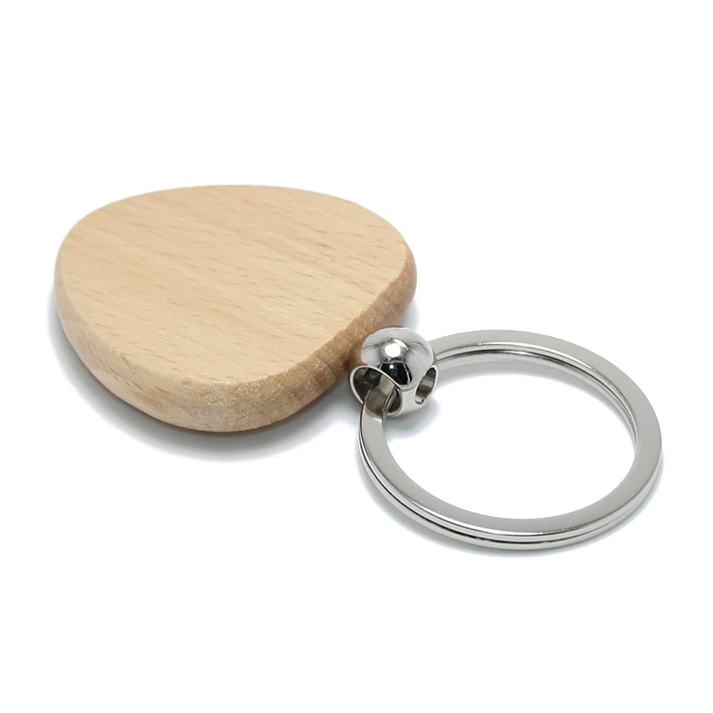 Romantic Heart Shape Wooden Key Ring Holder Promotion Gifts Cute Wedding Souvenirs Blank Wood Key Tag Wholesale Key Chain Wood