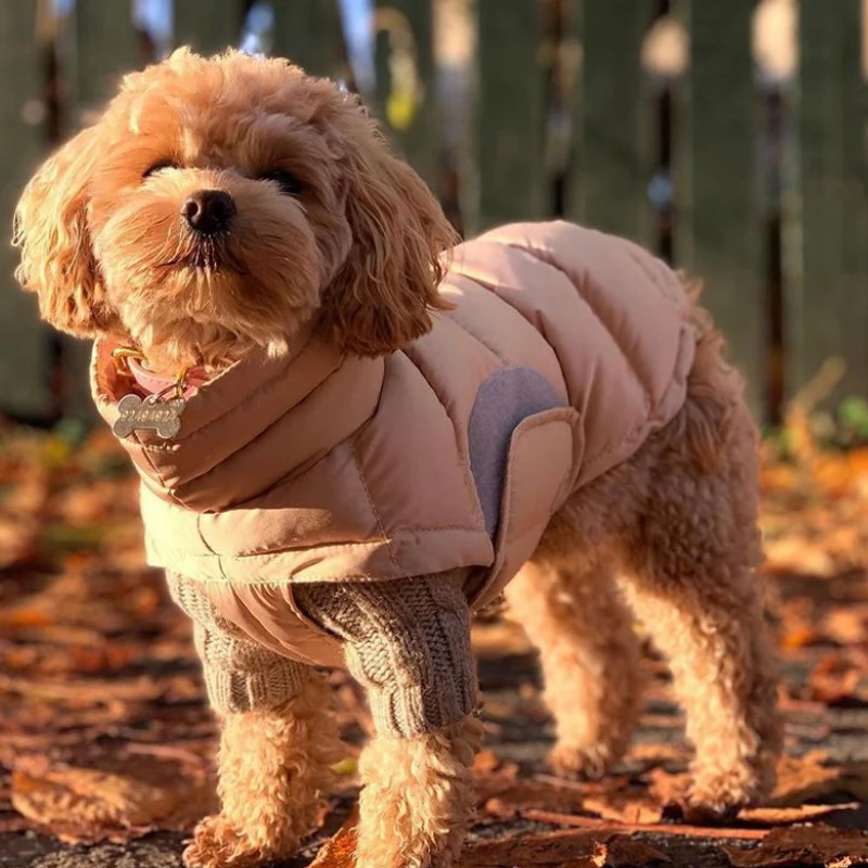 Custom Waterproof Outer Material Fluffy Lining Adjustable Reflective Logo Luxury Lined French Bulldog Jacket Clothes Dog Coats