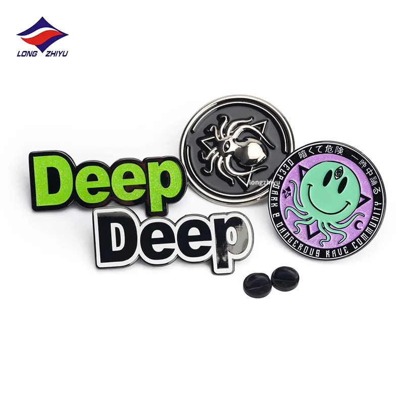 Longzhiyu 17 years metal logo badges manufacturer custom jacket game soft enamel pin wholesale cute anime lapel pins