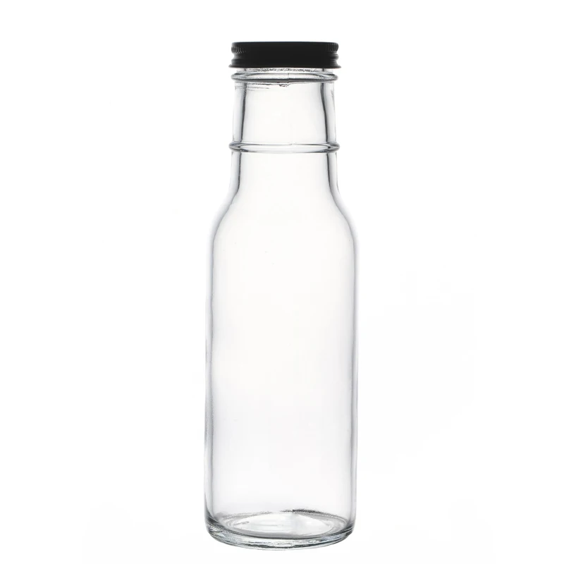 Wholesale direct sale customizable lug cap Clear beverage 12 oz glass bottle factory