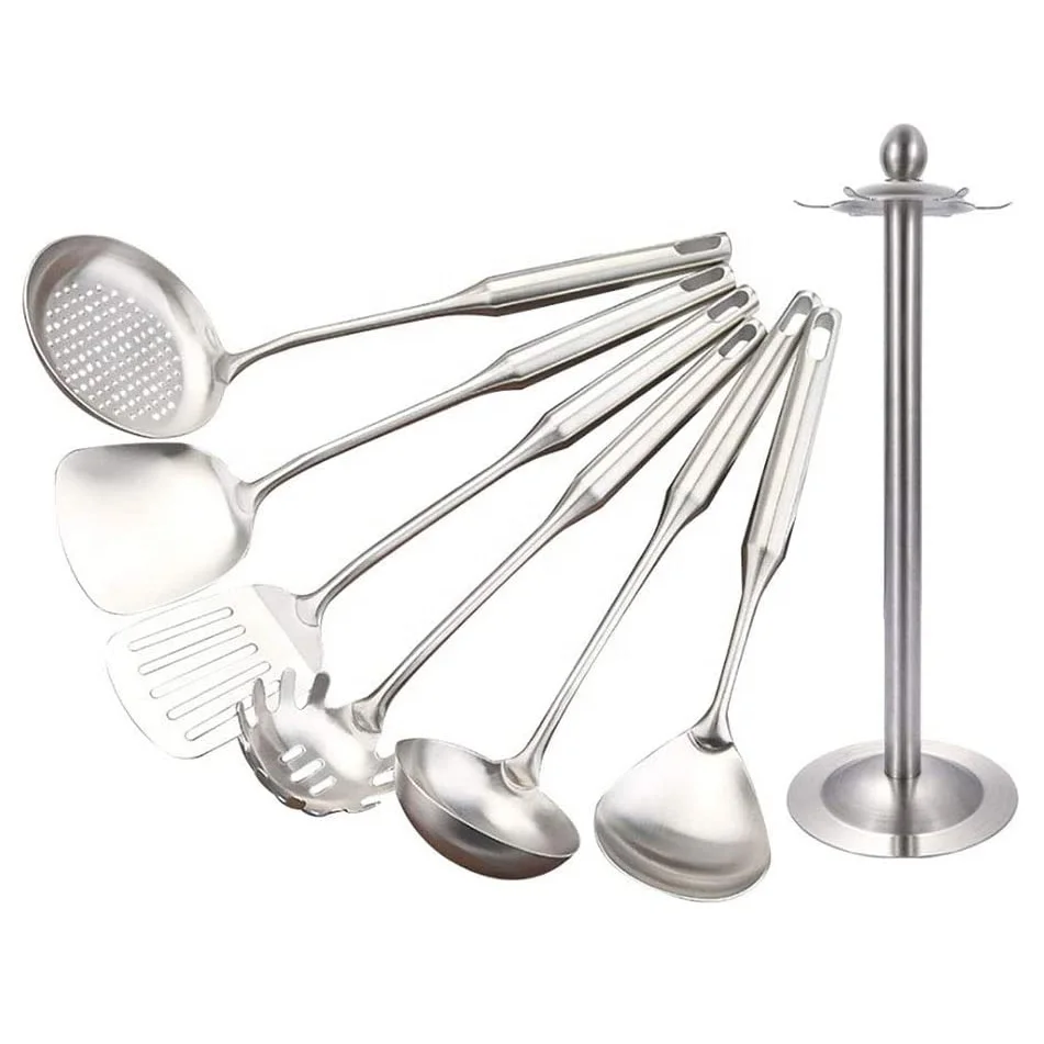 
Stainless Steel 304 Cooking Utensil Set - 7 Pcs Cooking Utensils,Non-rusting and Non-deforming Metal Kitchenware 