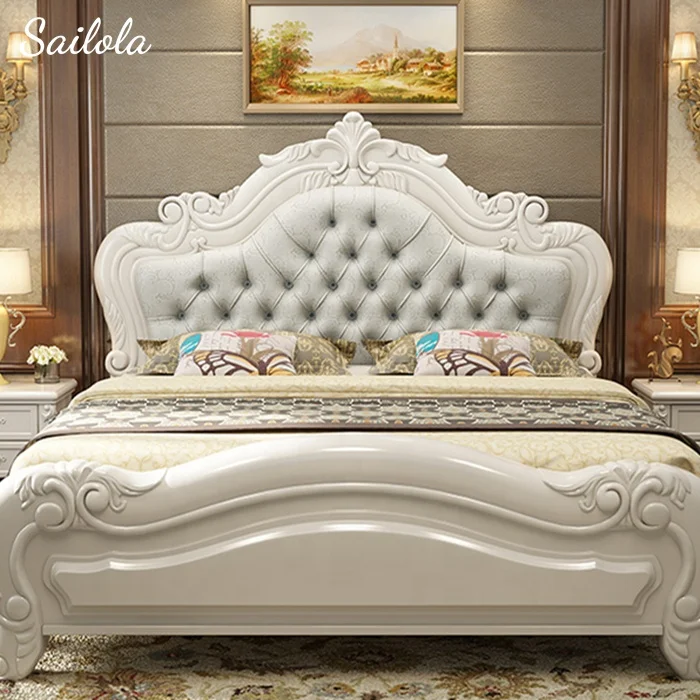 American Style Furniture Set Wood Wedding Bed Antique Double Luxury In