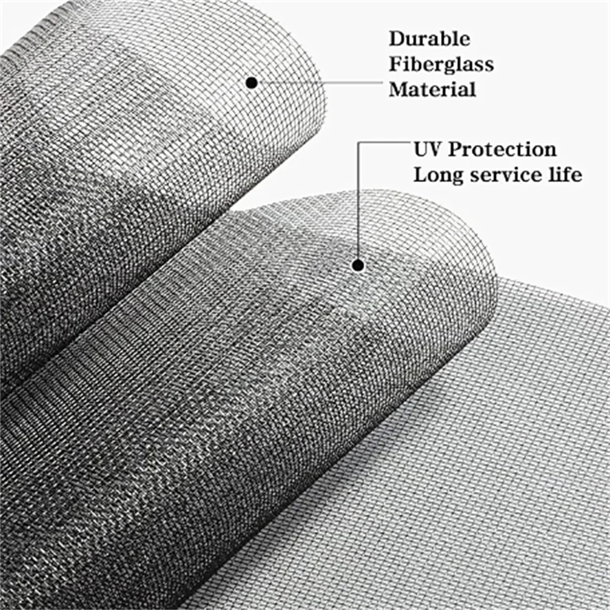 Wholesale Direct Sales Plain Weave Durable Black Fiberglass Mesh For Patio Fiberglass Insect Net Invisible Insect Screen