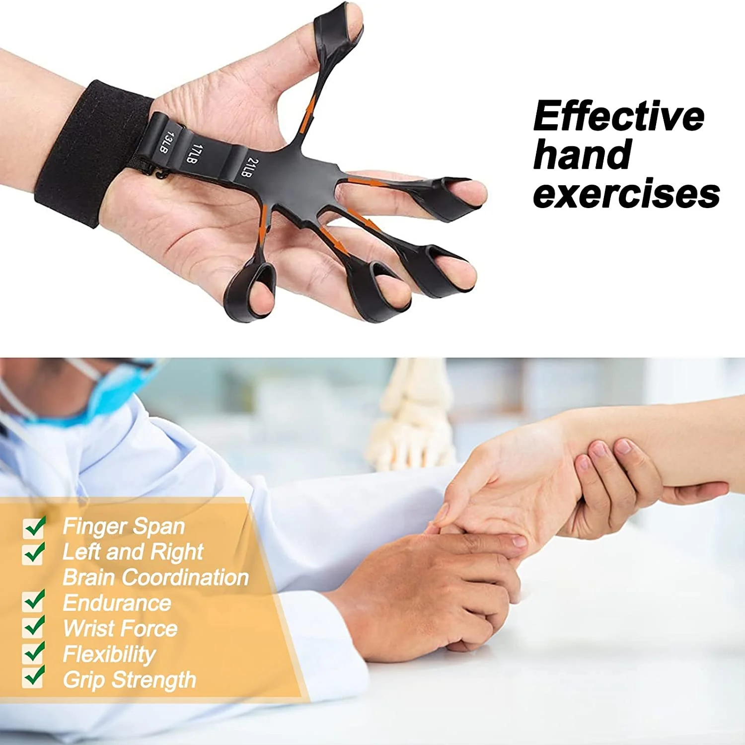 Silicone Hand Grip Enhancer Finger Exerciser and Finger Stretcher Rock Climbing Grip Strength Trainer To Relieve Arthritis