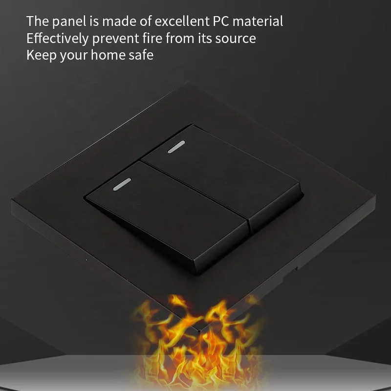 Mezeen EU type Gold Panel 10A 250V 2 gang 2 way wall switch Push Button Modern Home Wall Electric light switch manufacturer