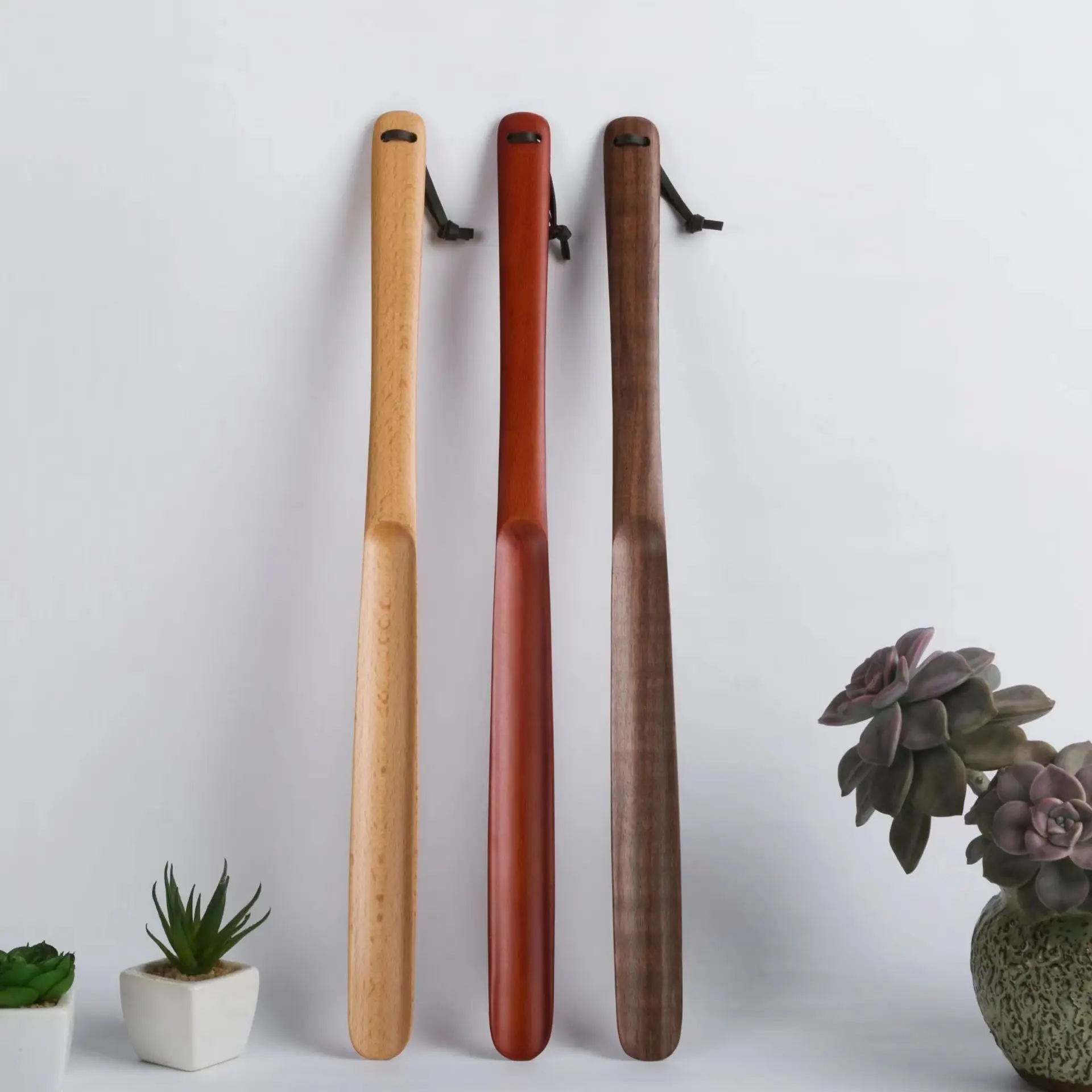 Custom Shoehorn With Magnet Long Wooden Lazy Shoe Horn With Logo Custom Shoe Horn With Leather For Convenient Wearing Shoes