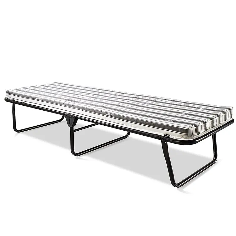 Folding Metal Bed with 5 cm Foam Mattress Twin Size Portable Bed Frame Guest Visitor Bed for Refugee