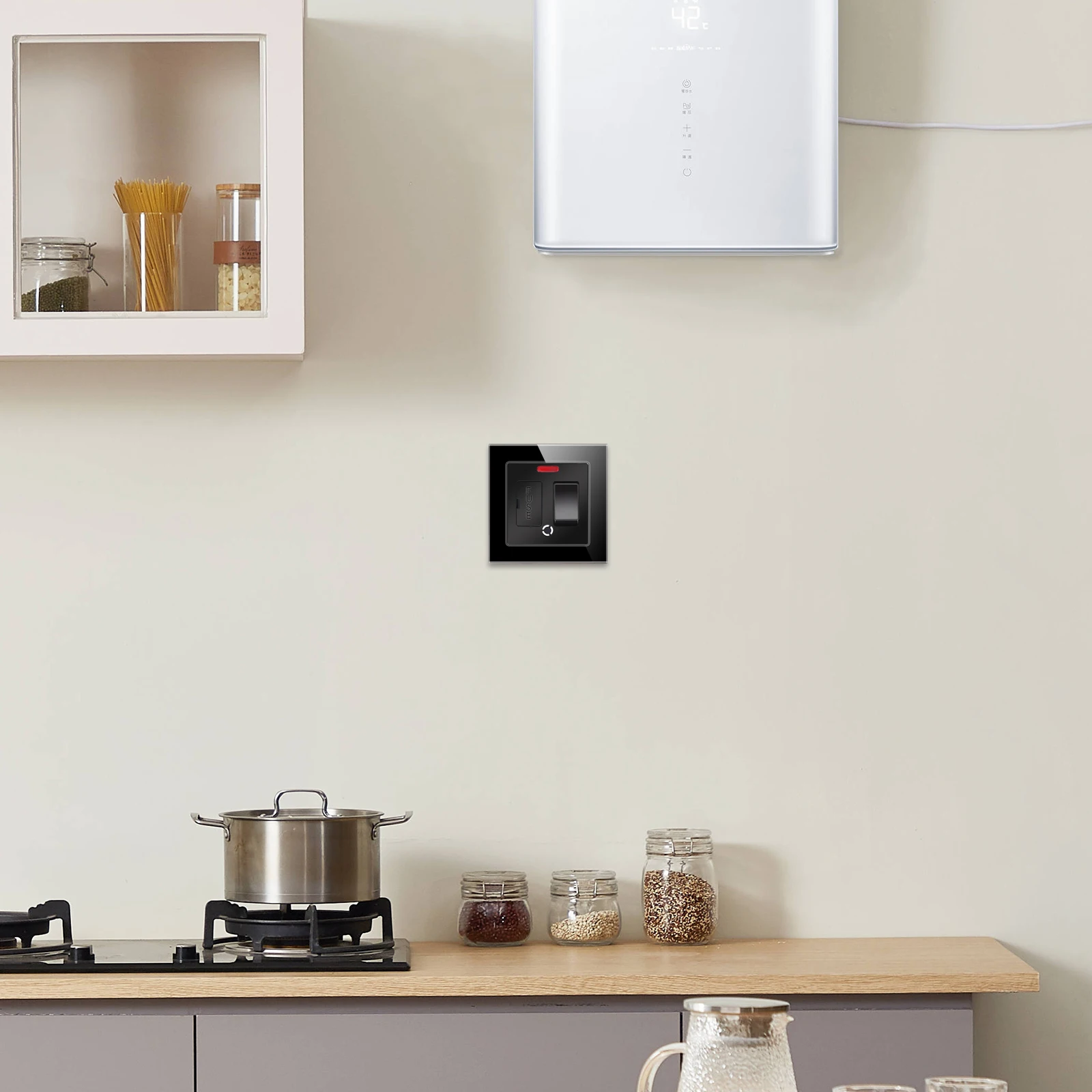 Bingoelec Modern Standard  European Tempered Glass Wall Socket Electric Fuse Switches