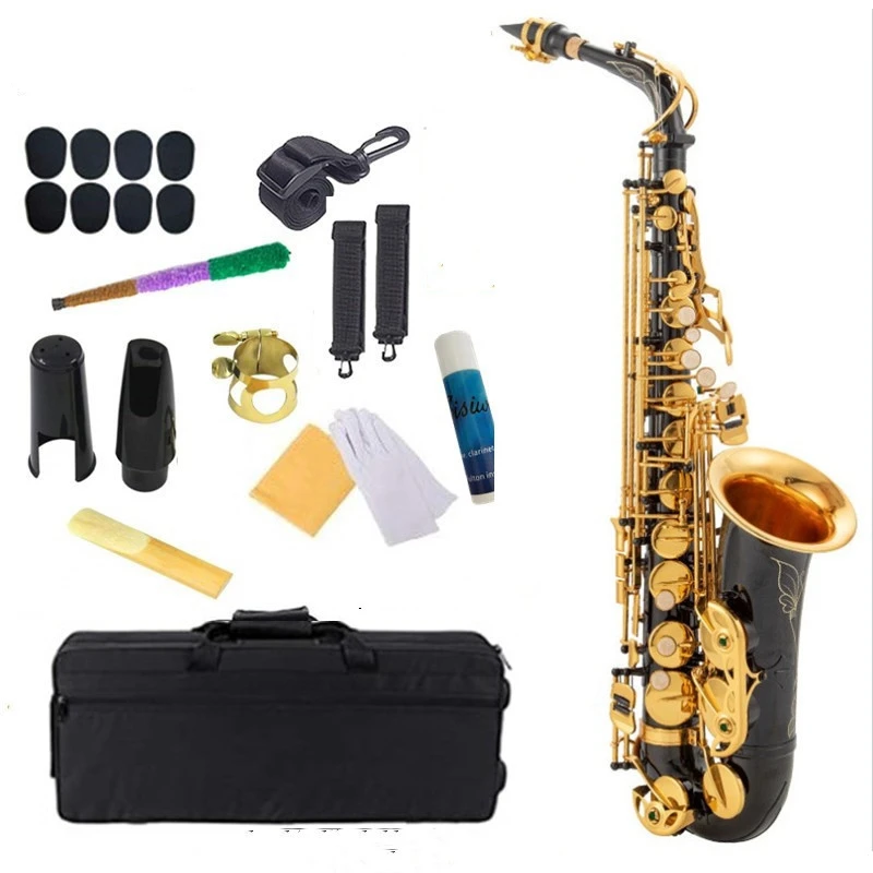 China OEM Handmade High Grade Professional Black Printed Eb Alto Saxophone For Sale