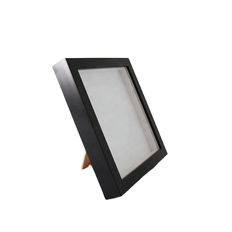 wholesale simple square plastic 8x8 inch tabletop teak wood 3D deep shadow box frame