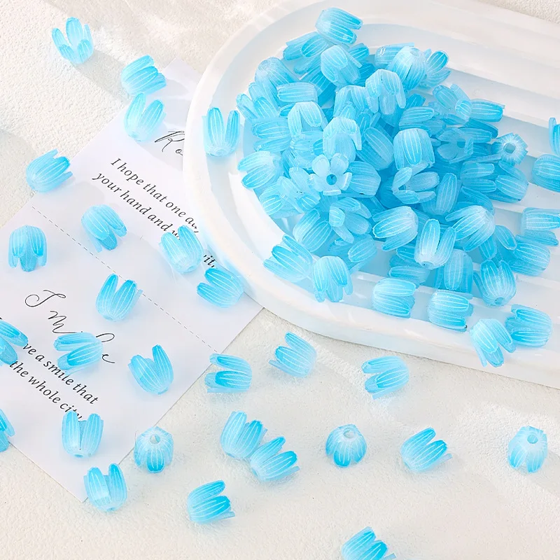 Resin Tulip Leaf Colorful Beads Flower Shape Loose Spacer Bead for Jewelry Making DIY Bracelet Necklace Accessories