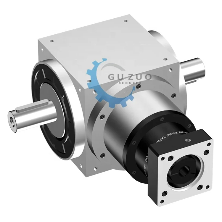 Guzuo Low Backlash Guzuo AT210-FL Bevel 90 Degree Right Angle Reducer Precision Steering Gearbox With Ratio 3 4 5 7 10